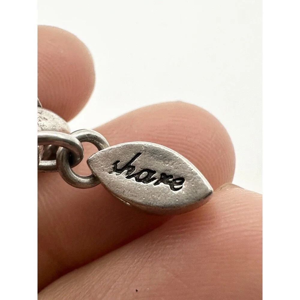 925 Silver Oval Chain Crystal Charm Bracelet Engraved Dream Love 9” 29.52gr